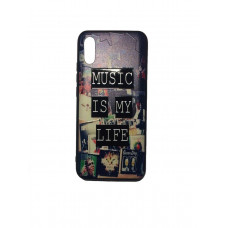 Чехол силиконовый синий с рисунком MUSIC IS MY LIFE для Xiaomi Redmi 9A